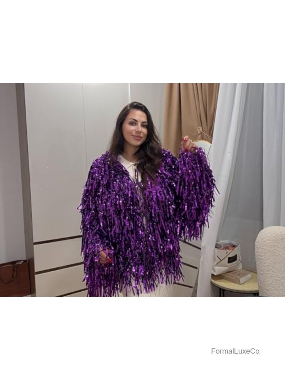 Unisex Thick Metallic Tinsel Foil Jacket Extra Dense Glitter Costume Rave - Picture 4 of 6